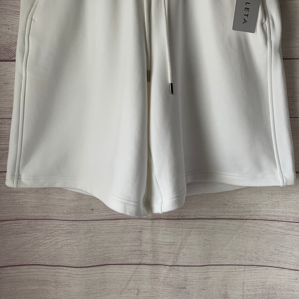 Athleta Terry Heavyweight Bermuda Shorts Bright White Drawstring Waist Size M - Picture 3 of 16